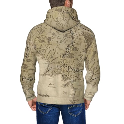 Middle Earth Map Zip Up Hoodie Men, Full Zip Hooded Sweatshirts Men Cardigan Hoodie Coat3