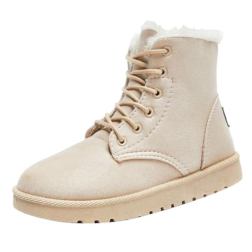 Botas de nieve para hombre, botas de invierno para hombre, botas de invierno forradas, antideslizantes, para exteriores, botas de invierno, botines con cordones, botas altas de senderismo, beige, 38