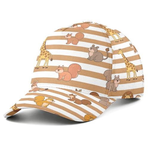Casquette baseball anti-humidité chapeau unisexe imprimé lion marron et blanc