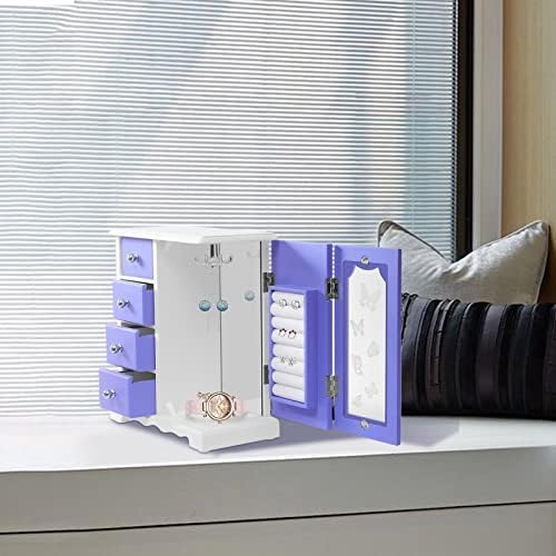 ジュエリーボックス ジュエリーケース 大容量 素朴な木製ジュエリーボックスオーガナイザー、ミラー、クリアディスプレイドア、360&deg;回