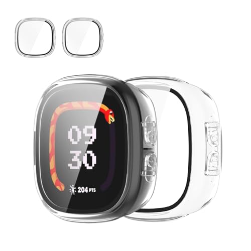Rc-Z 2-Pack Screen Protector Case for Fitbit Google Ace LTE Smartwatch, Hard PC Bumper Frame with Tempered Glass Face Cover, Clear by Rc-Z - Used condition - US$6.79