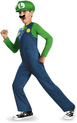 Disguise boys Nintendo Luigi Costume, Officially Licensed Super Mario Brothers Boys Costume, Classic Child Children's Costume (pack of 1)