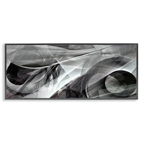 Stupell Industries Monochrome Abstract Shapes Dense Geometric Circular Lines, Design by Alpenglow Workshop, 24 x 10, Black