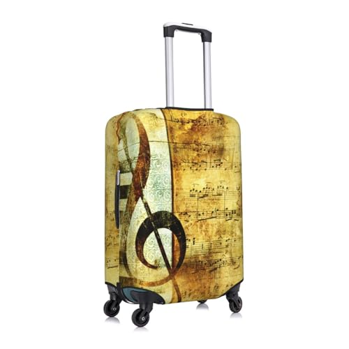 Beige Music Musical Note Luggage Cover for Suitcase, Suitcase Cover Protector Fit 25-28 Inch Luggage Travel Accessories, L3