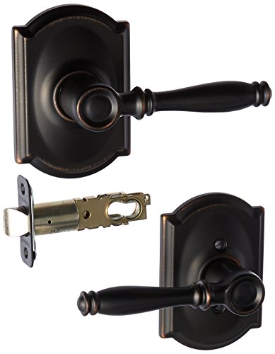 Schlage Lock Company F10BIR716CAM Birmingham Passage Door Lever Set with The Decorative Camelot Rosettes, Aged Bronze