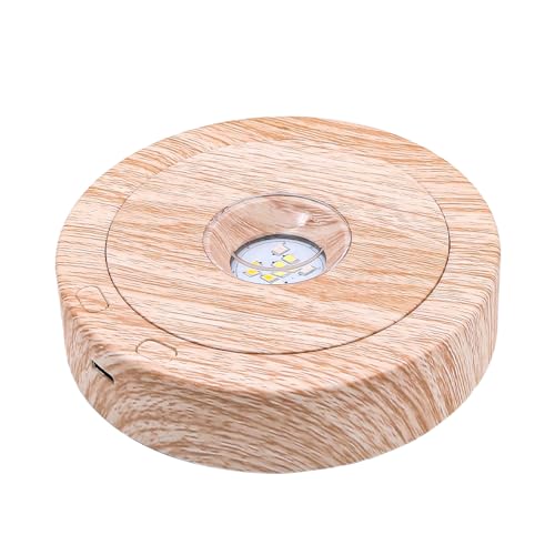 Tiardey Base de luz LED giratoria Redonda, 8 Modos de luz, Soporte de exhibición, Base de Escritorio para Cristales, Arte en Vidrio