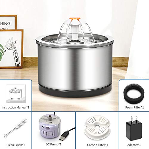 Fuente para agua para gato acero inoxidable 2.5L miniatura 7
