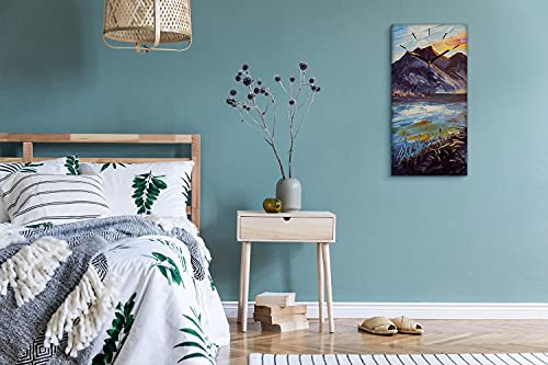 Image art moderne et horloge murale design paysage eau pour déco murale