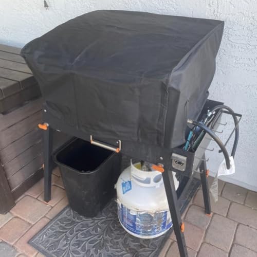 Cubierta impermeable para parrilla con revestimiento interior resistente al calor, cordón inferior ajustable para un ajuste seguro, cierre de hebilla, para parrillas y mesas de patio (22.5 x 17 x 9