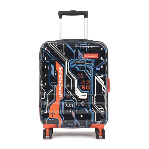 Image of uppercase Cyber Punk (Small) 56Cms|Cabin Inline Trolley Bag for Travel|Polycarbonate Hardshellsided Printed Luggage|Combination Lock|8 Wheel Inline Trolley Bag|Suitcase for Unisex (Black),H-55.5 cms