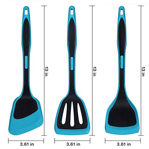 DESLON Silicone Spatula Spatulas Silicone Heat Resistant, Kitchen Spatula, Spatula Set, 3 Piece Flexible, Turner, 600°F Heat Resistant Spatulas, Ideal for Cooking Utensils for Burgers, Teal