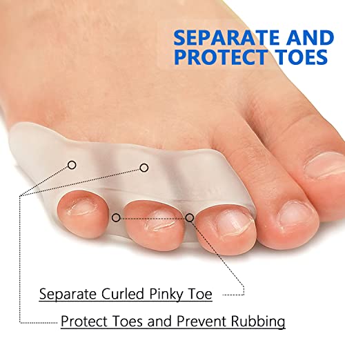 Jkcare Pinky Toe Separators & Protectors, Silicone Little Toe Spacer For Overlapping Toe, Curled Toe, Pinky Hammer Toe, Tailor’s Bunion Pain Relief - 6 Pack (Transparent) #TOP2
