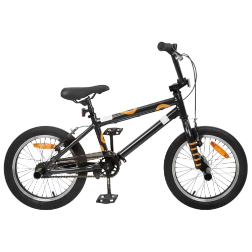 vidaXL BMX 16 Inch for 5-8 Years Black, Classic Children's B
