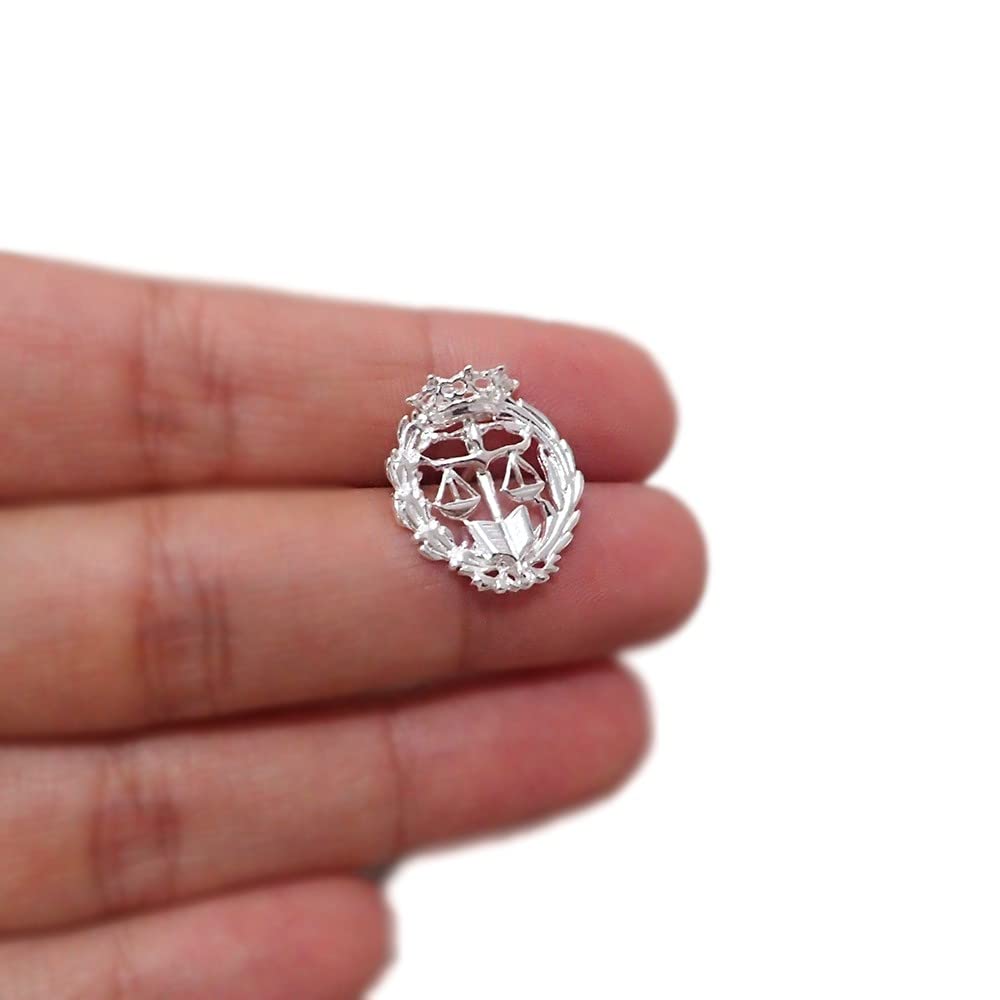 Insignia profesional Derecho escudo plata 925m Ley 18mm. pin cierre trasero latón