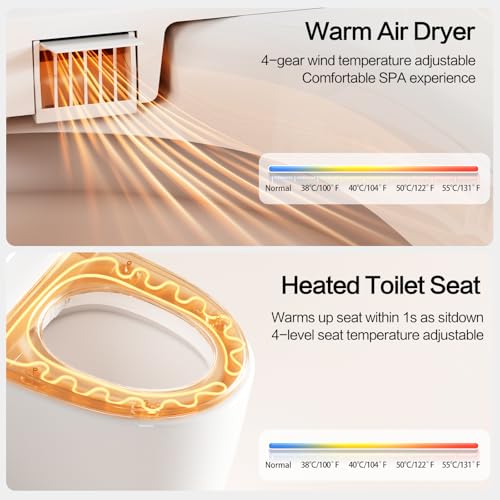 Smart Bidet Toilet, One Piece Elongated Heated Toilet with Auto Open Close,Auto Flush,Foot Sensor,Warm Water Wash,Air Dryer,Self-Cleaning Nozzle,ADA Compliant Height, Tankless Modern Bathroom Toilet by Pudyavr - Image 6