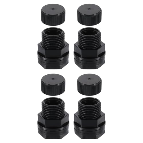 sourcing map 4 piezas de mamparo con enchufe, conector de tanque de agua NPT de 1/2 pulgada x 3/4 pulgadas GHT para adaptador de manguera de jardín, tanque de agua, acuarios, color gris