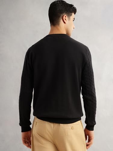 Image of Thomas Scott Men's | Regular Fit | Long Sleeves | Round Neck | Self Design | 100% Cotton | Knitted | Pullover | Sweater