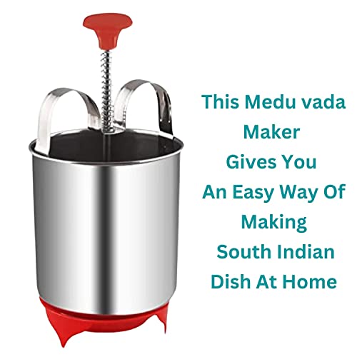Image of Set of 2 Kitchen Silicon Flat Pastry Brush and Spatula Set & Stainless Steel Medu Vada Maker with Stand