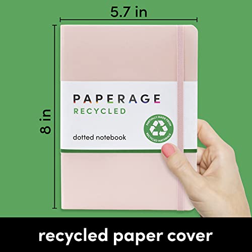 PAPERAGE Recycled Dotted Journal Notebook, (Pink Blush), 160 Pages, Medium 5.7 inches x 8 inches - 100 GSM Thick Paper, Hardcover