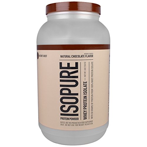 Isopure Protein Powder, 100% Whey Protein Isolate, Flavor: Natural Chocolate, 3 Pounds (Packaging May Vary)