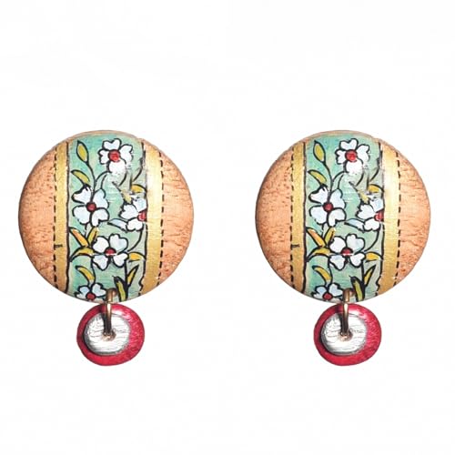 Image of Handcrafted Artistic & Tribal Earrings Collection for Women - Bohemian, Floral, Wooden & Ethnic Statement and Stud Designs
