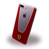 Ferrari TPU/PC Shock Absorption Case with Racing Shield Design for Apple iPhone 8/7 - Clear/Red