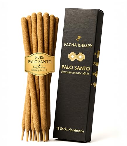 Palo Santo Incense Sticks from Peru 12 Pack Long Lasting Burn Handmade Natural Authentic Holy Wood for Aromatherapy Meditation Energy Cleansing Stress Relief Yoga & Home Fragrance