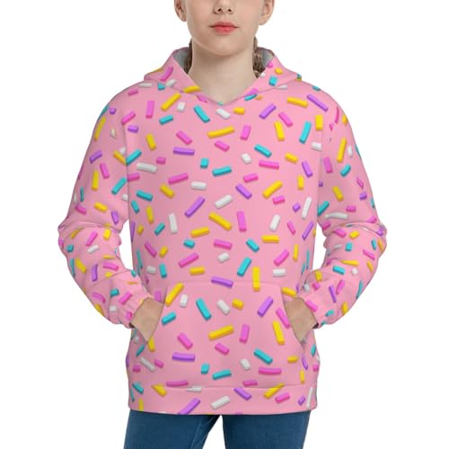 Pink Donut Kids Pullover Hoodies Boys Sweatshirts Girls Athletic Clothes with Pocket