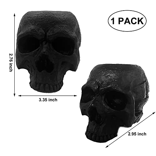 Skull Candle Holder Retro Human Skull Head Pillar Candles Holder Handmade Resin Skeleton Tealight Candlestick Holder Gothic Decor Container For Halloween Christmas Bar Party Home Skull Décor(Black) #TOP1