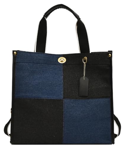 Image of Canvas Tote Bag Women Large Denim Shoulder Bag Vintage Satchels Cute Hobo Bags Work Travel College Casual Tote Handbag