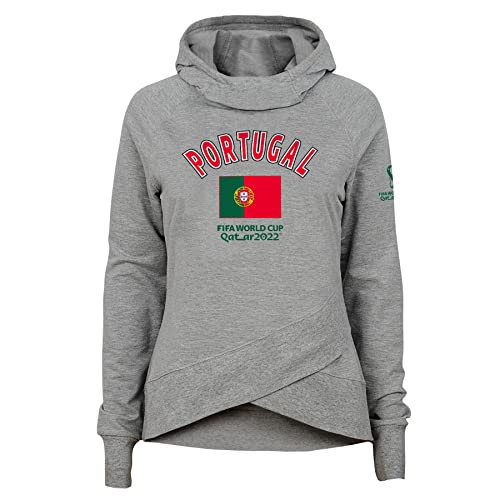 Official FIFA World Cup 2022 Snood Neck Hoodie , Girls, Portugal, Age 10-12 Heather Grey, 10-12 Years