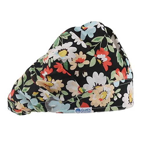 GUOER Button Scrub Cap Women and Men's Hat Scrub Cap Buttons Working Hat One Size Multi Color(BC01)