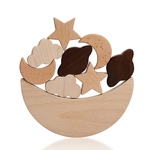 Image of Youuys Baby Stacking Wooden Toys for Toddlers Balance Natural Wood Stacking Teether Block Montessori Toys for Fine Motor Skills for Infant Boys Girls Gifts