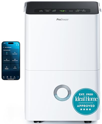Pro Breeze 30L/Day Dehumidifier - Smart Compressor Dehumidifier with App, Wi-Fi, Continuous Drainage, 4L Water Tank, 24h Timer & Child Lock- Mould Remover & Moisture Absorber for Home & Bathroom
