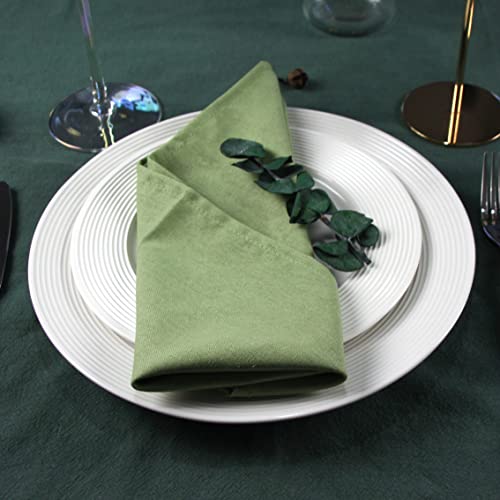 Solid Color Polyester Linen Blended Dinner Cloth Napkins - Set of 12 (40 x 40 cm) - For Events & Home Use (Lime) - Image 3