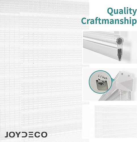Joydeco Sheer Zebra Cordless Blinds for Indoor Windows,Privacy Light Filtering Dual Layer Roller Shades for Home Office Bedroom, (Off-White,52" W×75" H)