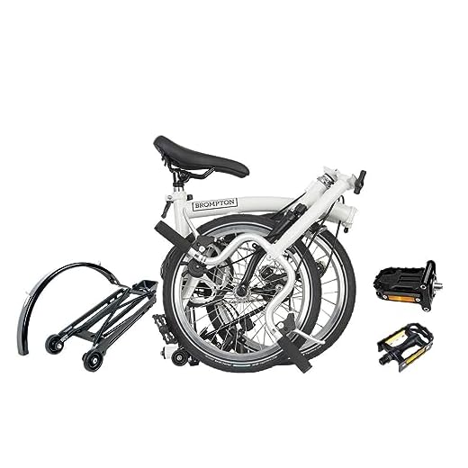 Brompton Bicicleta dobrável de 3 velocidades A Line com suporte traseiro e pedal dobrável