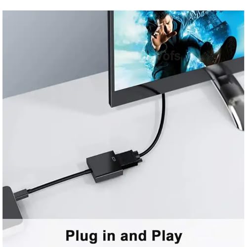Image of Mini DP to VGA Adapter, Mini Display Port Male Thunderbolt Compatible to VGA Female Converter, Black MFMDPMVGF