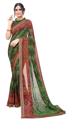 Sari en georgette avec bordure en dentelle indienne raffinée de haute qualité