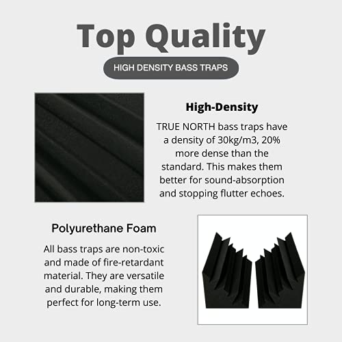 True North Bass Traps W/Adhesive 8 Pack - Recording Studio Acoustical Treatments - Studio Foam Bass Trap Panel Acoustic Treatment - Sound Foam Corner To Trap Bass, Bass Traps Acoustic Foam Corner #TOP3