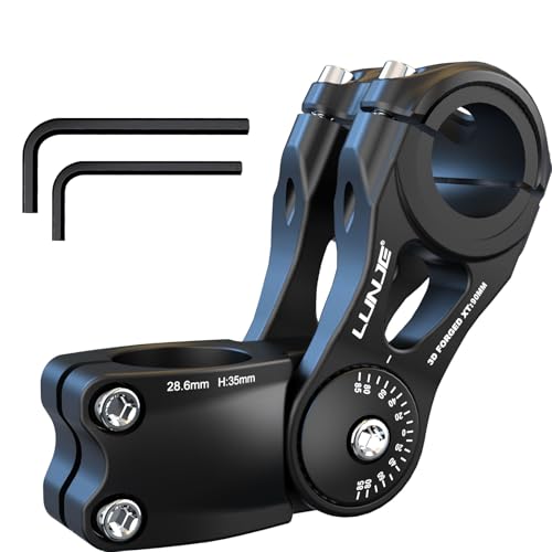 LUNJE Adjustable Bike Stem 31.8mm - 120° Ergonomic Angle MTB Stem for Enhanced Control | Aluminum | 4 Sizes (90/110/130/145mm) Handlebar Stem Riser