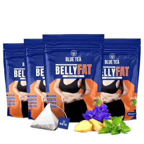 Image of BLUE TEA - Belly Tea - 30 Tea Bags (Pack of 4) - Pyramid Plant Based | Caffeine Free - Herbal Tea - Sugar Free | Zipper Pack