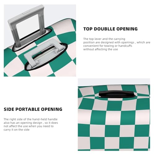 White Green Squares Checkerboard Travel Luggage Cover Elastic Suitcase Protector Washable Baggage Covers For Trunk Case Fits 18-21 Inch Luggage4