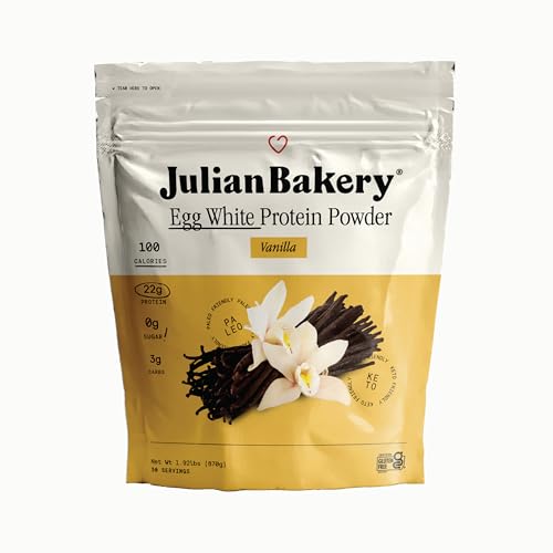 Julian Bakery Paleo Thin Protein Powder | Vanilla | Egg White | 21g Protein | 3 Net Carbs | Soy-Free | 1.92 LBS | 30 Servings