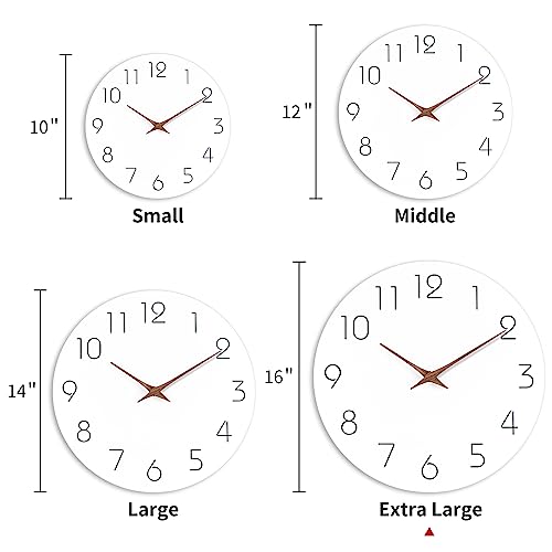 Mosewa Wall Clock 16 Inch Silent Non Ticking Wall Clocks Battery Operated - Simple Minimalist Wooden Clock Decorative For Kitchen,Home,Bedroom,Living Room, Office(16" White) #TOP1