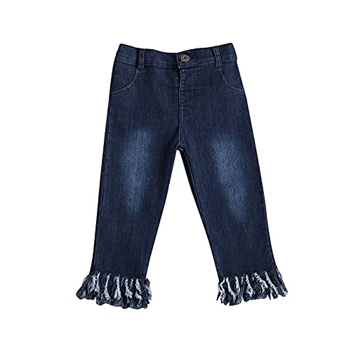 Yiqinyuan Infant Kids Baby Girl Pants Comfortable Elastic Fringed Jeans Children Trousers Holiday Birthday Party Photography