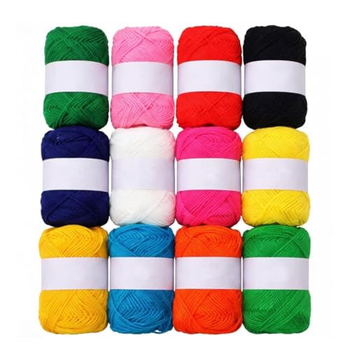 Image of 12 Multicolor Soft Wool Yarn Oon Balls for Knitting, Crochet & DIY Craft | Acrylic Knitting Thread for Hand Embroidery, Weaving, Sewing & Art Projects | Bright Assorted Colors