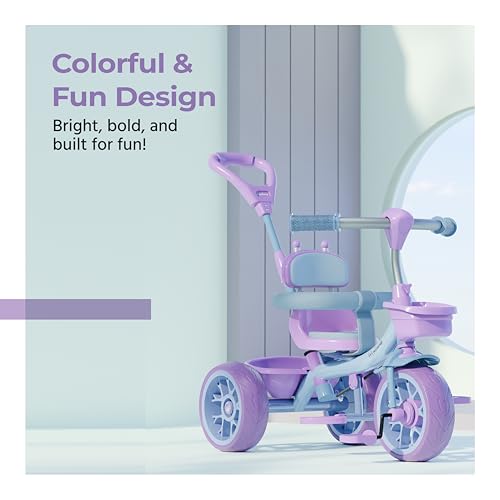 Image of Lifelong Kids Harness Parental Control Tricycle with EVA Wheels, Bell & Storage Basket|Baby Trike|Age Group 1 Years to 4 Years Carrying Capacity Upto 25 kgs(Pink /Lavender)