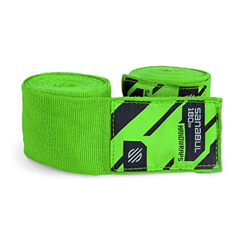 Sanabul Elastic Professional 180 inch Handwraps for Boxing Kickboxing Muay Thai MMA (Green, 180")