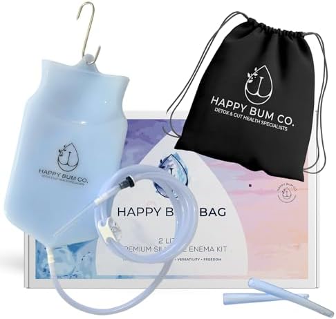 Happy Bum Bag Enema Kit | 6.5ft Silicone Hose, 2L Non-Toxic Silic...